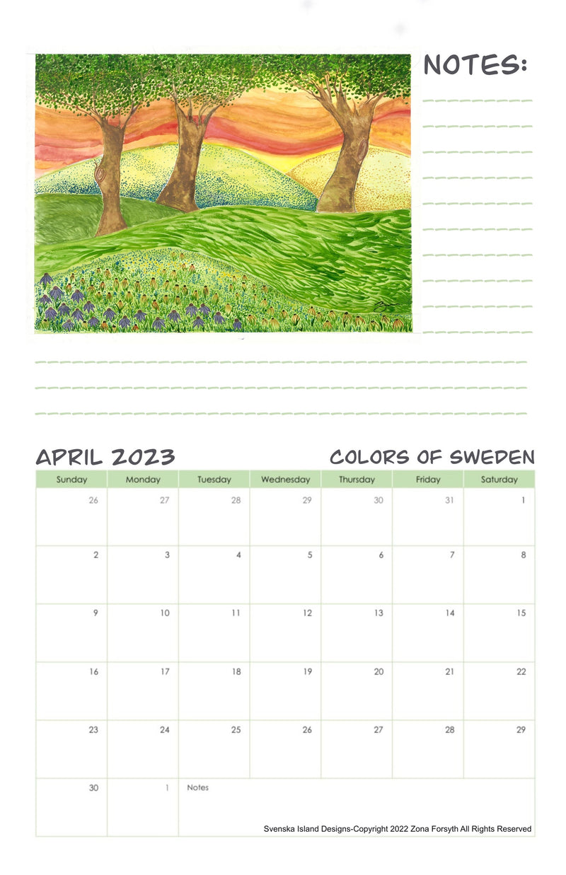 Wall calendar 2023-Colors of Sweden (Europe)