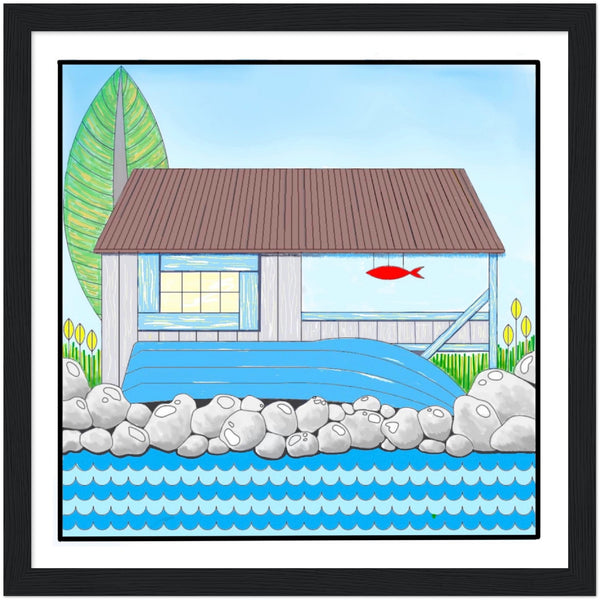 Fishing Hut - Wooden Framed Poster